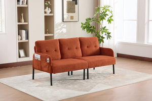 English Elm United We Win Corduroy Loveseat Plush Ergonomic Sofa with Spring Support Metal Legs Orange W1568P410045
