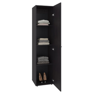 English Elm Home Freestanding Tall Mirrored Cabinet with Four Interior Shelves for Bedroom Bath Dark Walnut B200P465724