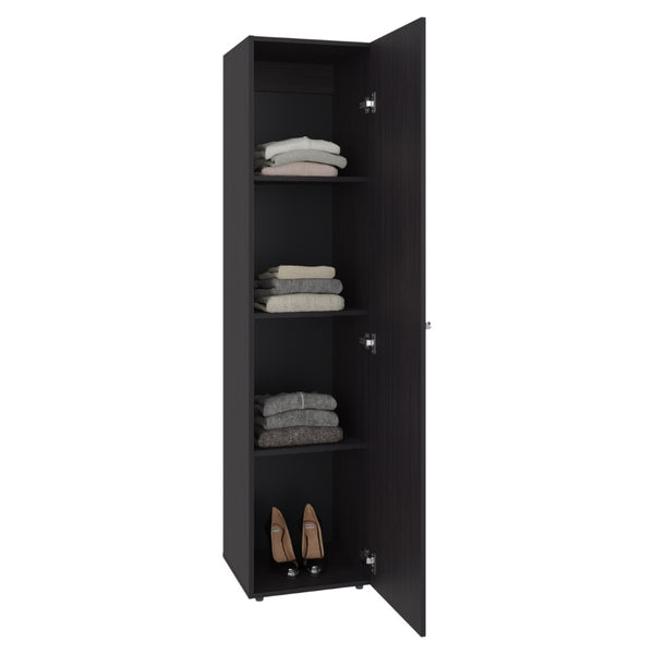English Elm Home Freestanding Tall Mirrored Cabinet with Four Interior Shelves for Bedroom Bath Dark Walnut B200P465724