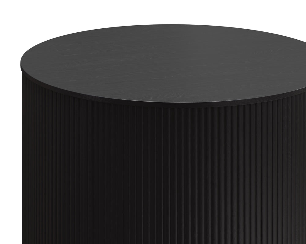 Sunpan Kalla Side Table - Elegant Oak Design with Gold Steel Base, Unique Texture and Character for Any Space Charcoal