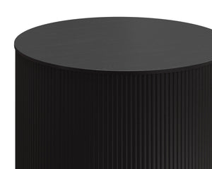 Sunpan Kalla Side Table - Elegant Oak Design with Gold Steel Base, Unique Texture and Character for Any Space Charcoal