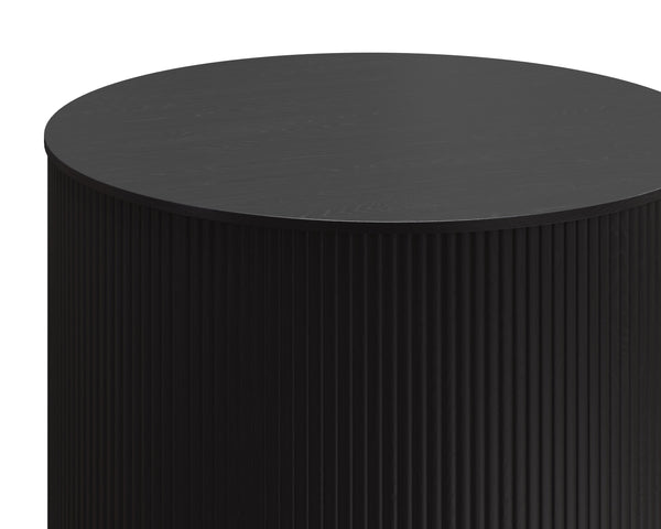 Sunpan Kalla Side Table - Elegant Oak Design with Gold Steel Base, Unique Texture and Character for Any Space Charcoal