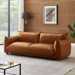 English Elm Ava Italian Leather Channel Tufted Sofa with Gold Legs for Modern Living Rooms B183P231996