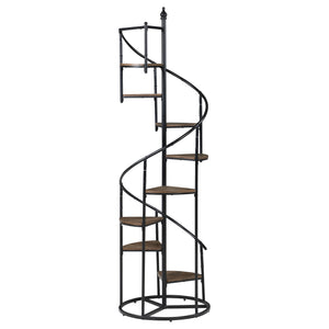 English Elm 69-inch Spiral Bookshelf Rustic Brown 8-Tier Industrial Metal Frame with Triangular Wood Shelves, 68.75" H, Sturdy Design B011P305631