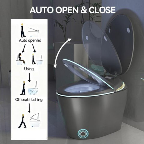 English Elm Unique Smart One Piece Toilet with Bidet Foot Sensor Auto Lid Warm Dryer Night Light W3133P384914