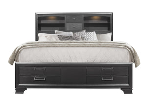 English Elm CIVIC Solid Wood 5pc Full Bedroom Set with Built‑In Storage Drawers, Slatted Base & Felt Lined Drawers Gray 30.04 L x 19.8 W x 15.63 H B201S00245