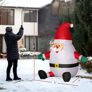 English Elm Christmas Inflatable Santa Six Foot Yard Decor with Rotating Multicolor Light Show T3971P416116
