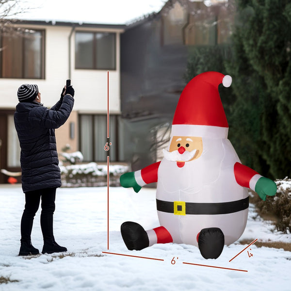 English Elm Christmas Inflatable Santa Six Foot Yard Decor with Rotating Multicolor Light Show T3971P416116