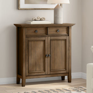 English Elm Amherst Solid Pine Entryway Cabinet with Crown Molding and Rustic Aged Brown Finish B136P436043