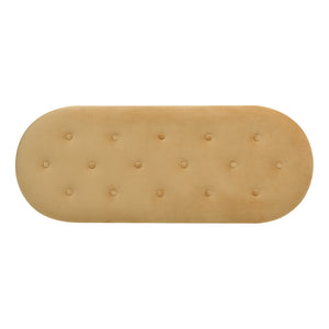 English Elm Jennifer Taylor Home - Melinda Oval Tufted Storage Bench with Bullion Fringe, Gold Velvet Upholstery, Vintage Charm Yellow B2719P238471