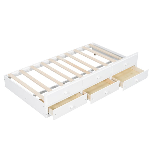 English Elm Daybed Twin Frame with Pull Out Trundle and Three Storage Drawers for Kids Rooms White LP100241AAK