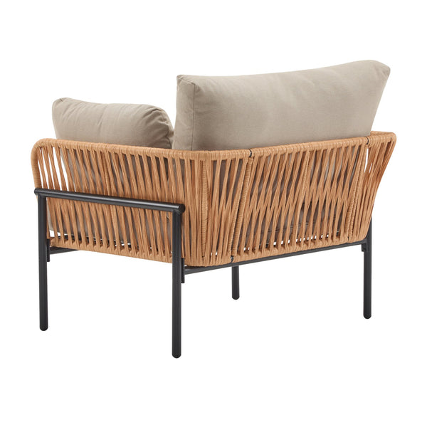 English Elm Christopher Knight Home® - [Set Of 2] 36" Beige Rope Iron Lounge Chairs With Cushions - Perfect For Indoor & Outdoor Spaces N767P237035N_2