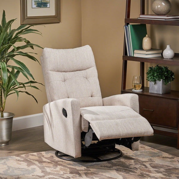 English Elm Christopher Knight Home® - Recliner Swivel Rocker with Glider Function, Push-Back Reclining Chair for Living Room & Nursery Beige 65354.00