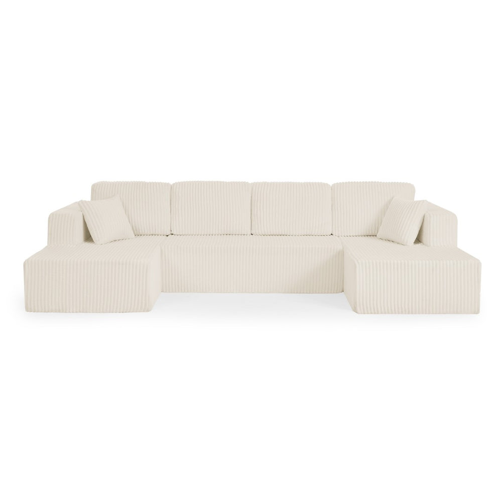 English Elm U Shape Modular Sectional Sofa - Cozy Minimalist Corduroy Couch, Space-Efficient Sleeper For Home W487S00272-GIGA