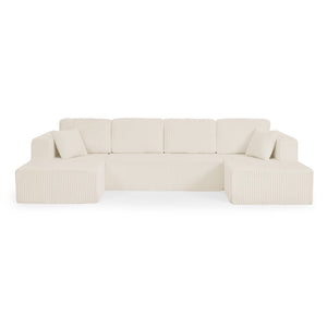English Elm U Shape Modular Corduroy Sectional Sleeper Sofa Minimalist Foam Filled Living Room Couch W487S00486