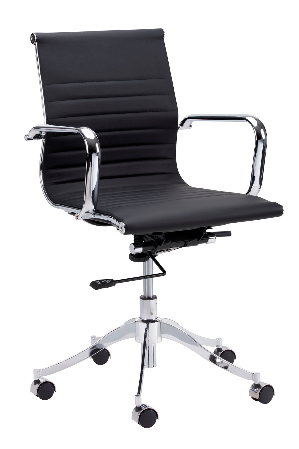 Sunpan Tyler Stylish Office Chair with Faux Leather and Stainless Steel Frame for Modern Workspaces Onyx