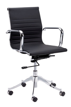 Sunpan Tyler Stylish Office Chair with Faux Leather and Stainless Steel Frame for Modern Workspaces Onyx