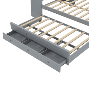 English Elm Full Size Daybed With Trundle, Stylish Gray Frame, Storage Drawers, Desk & Ultimate Space Saver W1580S00206