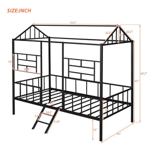 English Elm Metal House Frame Twin Bed White Steel Playhouse Design for Kids Bedroom Decor MF289091AAB