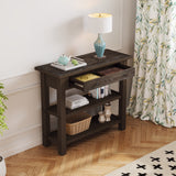 English Elm Trexm Retro Console Table With Drawer and Two Sturdy Shelves For Entryway, Living Room (Espresso)