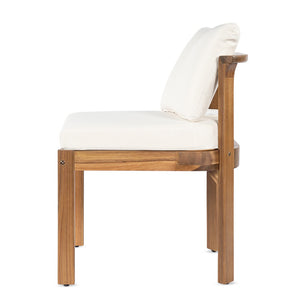 English Elm Acacia Wood Outdoor Dining Chairs Set of 2 Sculpted Patio Seating with Cushions Cream,Teak N768P373124L