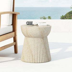 English Elm Christopher Knight Home® - Outdoor Travertine Concrete Side Table — Weatherproof, Low-Maintenance Patio Accent 20x18x18 Inches Durable N773P187523Z