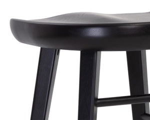Sunpan Dominic Counter Stool - Solid Oak Craftsmanship with Sculpted Seat for Elegant Modern Spaces Black