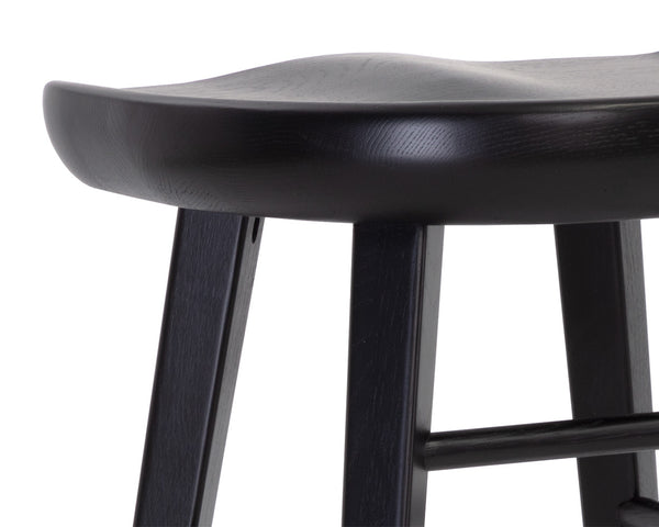 Sunpan Dominic Counter Stool - Solid Oak Craftsmanship with Sculpted Seat for Elegant Modern Spaces Black