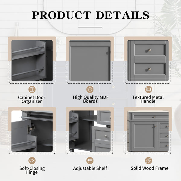 English Elm 36'' Modern Bathroom Vanity With Durable Sink, 2 Drawers & Tip-Out Tray For Stylish Storage Solutions N710S136004E