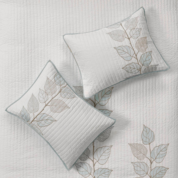JLA Home Madison Park - 6 Embroidered Quilt Set with Reversible Leaf Motif, Soft Microfiber, Machine Washable, Elegant Bedroom Layering 104 L x 94 W x 0.25H MP13-774