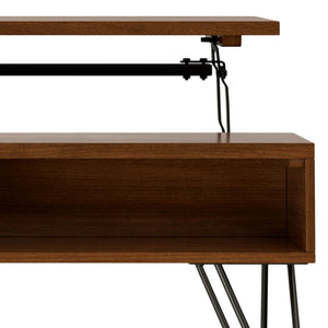 English Elm Hunter Lift Top Coffee Table with Spacious Storage, Solid Wood Veneer Finish, Handcrafted Durability Walnut B136P203459