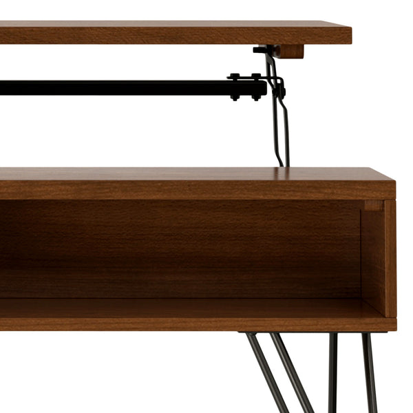 English Elm Hunter Lift Top Coffee Table with Spacious Storage, Solid Wood Veneer Finish, Handcrafted Durability Walnut B136P203459