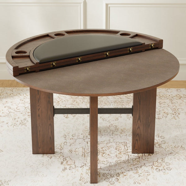 English Elm Gorman Round Walnut Game Dining Table with Reversible Top and Scandinavian Legs B050P412220