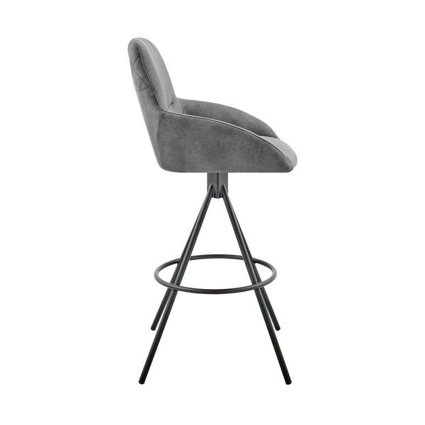 English Elm Mornix Charcoal 26" Counter Height Bar Stool with Durable Fabric, Modern Metal Frame, Easy Assembly B2736P268574