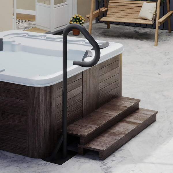 English Elm Hot Tub Aluminum Safety Rail with Swivel Grip Adjustable Height and 600 Lb Support W1859P429198