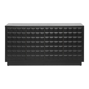 English Elm Christopher Knight Home® - Modern 4-Door Storage Cabinet with 3D Geometric Doors, Metal Trim, Durable MDF Top, 61.25"L x19"W x12.2"H Black N760P324554B