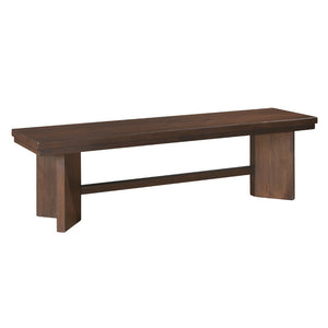 English Elm Walnut Veneer Dining Bench with V-angled Trestle Base for Modern Entryway Decor B011P240203