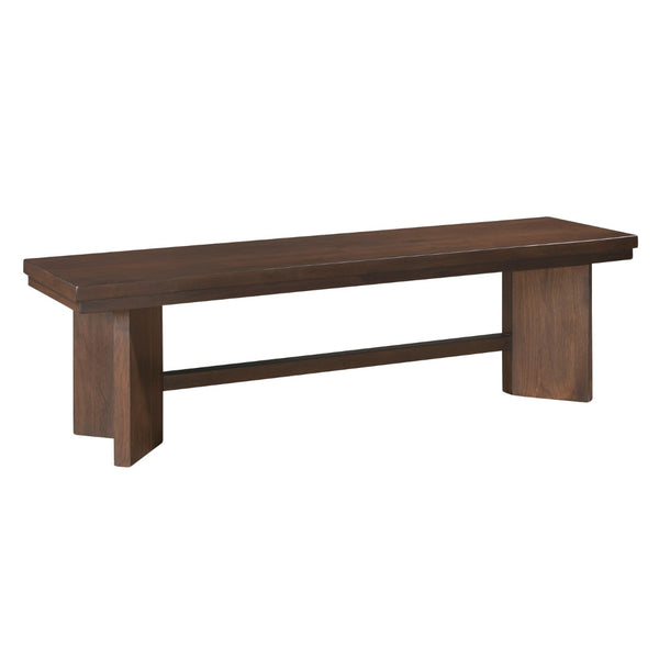 English Elm Walnut Veneer Dining Bench with V-angled Trestle Base for Modern Entryway Decor B011P240203