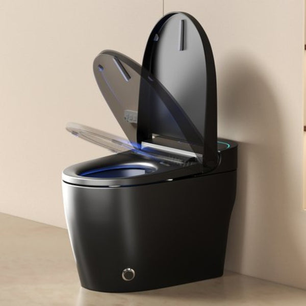 English Elm Unique Intelligent One Piece Toilet with Bidet Warm Air Dryer and Auto Sensor Seat Black W3133P476381