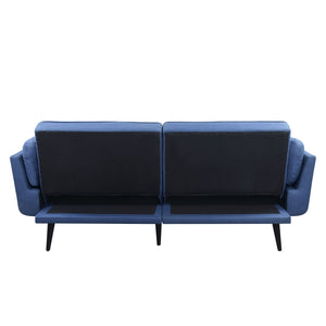 English Elm Nafisa Blue Fabric Convertible Sofa with Ottoman, Pocket Coil Seats, Button Tufted, 2 Pillows B2726S00485