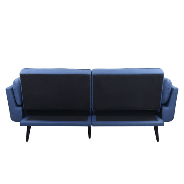 English Elm Nafisa Blue Fabric Convertible Sofa with Ottoman, Pocket Coil Seats, Button Tufted, 2 Pillows B2726S00485