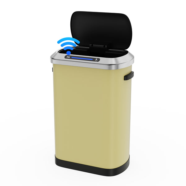 English Elm 50L Smart automatic Trash Can with Silent Slow-Close Lid, Motion Sensor, Durable 0.45mm Steel Body Yellow W1550P247984