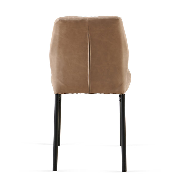 English Elm Beige PU Leather Dining Chairs Set of 4 – Modern Armless Faux Leather Side Chairs with Metal Legs, Comfortable Upholstered Seating for Kitchen, Dining, Office (4 Pack) W1164P195157