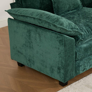 English Elm Cloud Sofa Single Seat - Modular Chenille Lounge Chair with Double-Layer Cushion, Ergonomic Support and Easy Assembly Green W1143S00033