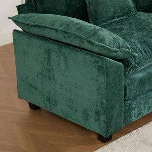 English Elm Cloud Sectional Armrest Module Chenille Upholstered Lounge Piece for Modern Living Spaces Green W1143P378698