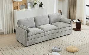 English Elm 89" Plush Chenille 3-Seater Sofa with Double-Layer Cushions, Deep Seating, Removable Lumbar Pillow, Elegant Stitching LIGHT GREY N719P251497R