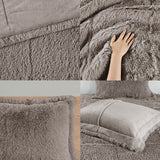 Intelligent Design Malea Glam/Luxury Shaggy Long Fur Comforter Mini Set ID10-1696 Grey