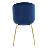 English Elm Blue and Gold Solid Back Side Chairs (Set Of 2)