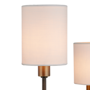 Archetype Chandelier - Statuary Bronze Elegance with Off-White Linen Shades for Contemporary Spaces