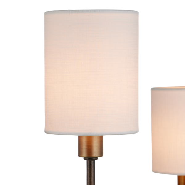 Archetype Chandelier - Statuary Bronze Elegance with Off-White Linen Shades for Contemporary Spaces